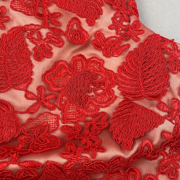 Vince Camuto Embroidered Mesh Sheath Dress Sz 8 Floral Red Cocktail Party - Picture 5 of 10